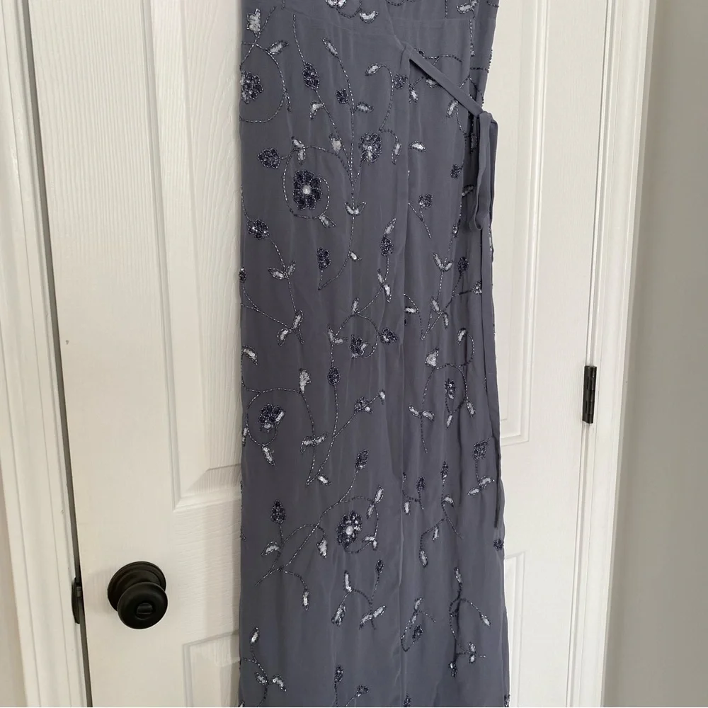 BHLDN Plymouth Grey Beaded Maxi Wrap Dress - Picture 10 of 10